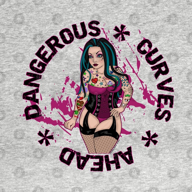 Dangerous Curves Ahead Tattooed Pink by VixxxenDigitalDesign